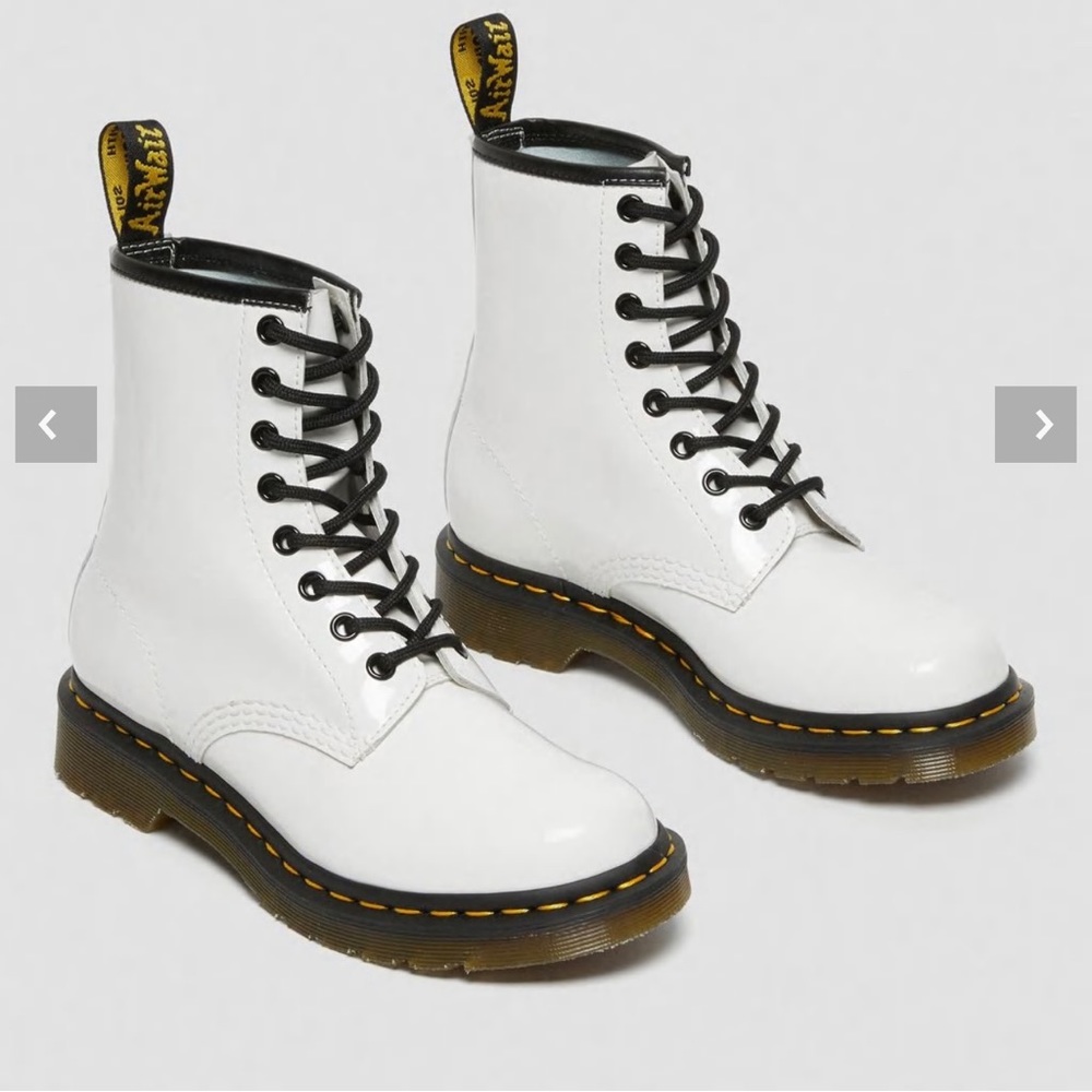 Dr Martens women white Patent Leather boots size 5